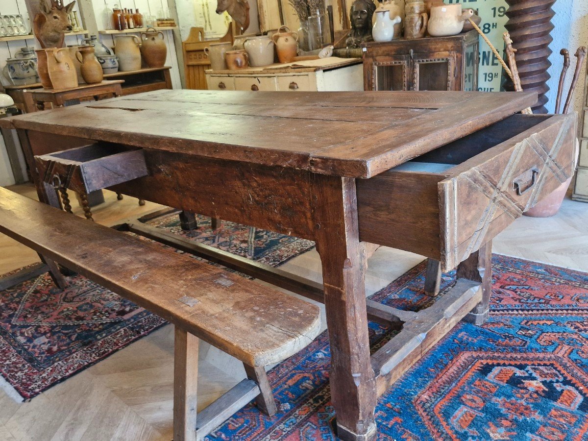 Table De Ferme Et Ses Deux Bancs En Chêne-photo-4