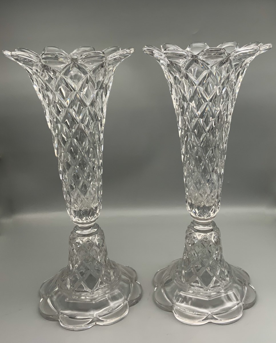 Baccarat Pair Of Vases And Pair Of Crystal Cups-photo-2