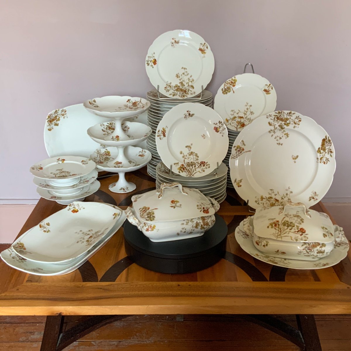 Table Service XIX Eme Jean Pouyat In Limoges 76 Pieces -photo-2