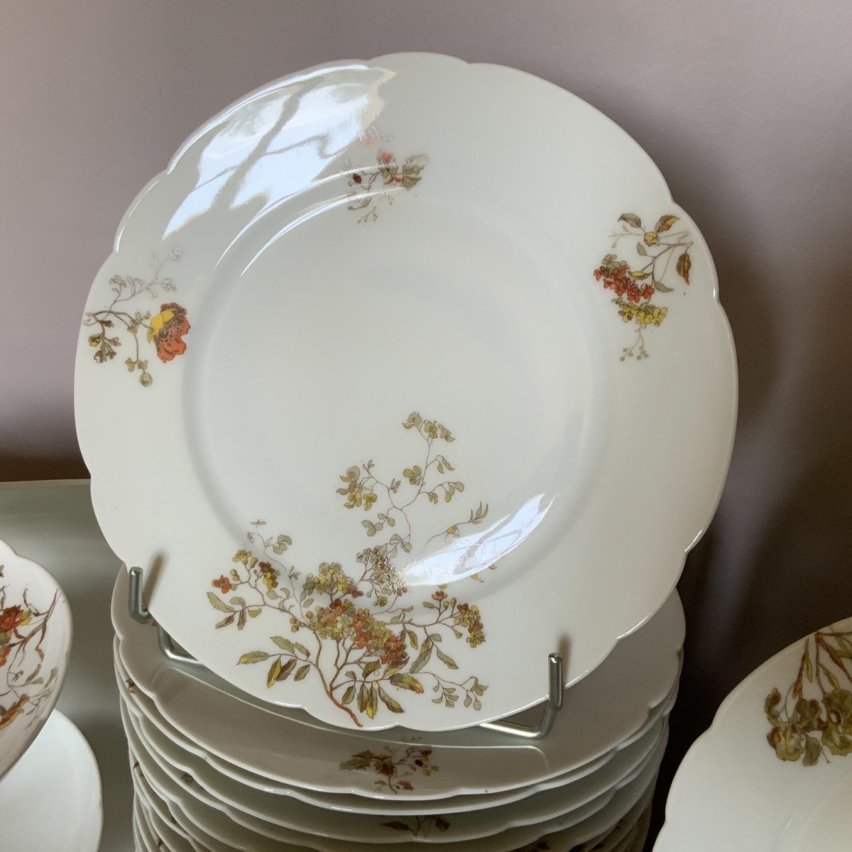 Table Service XIX Eme Jean Pouyat In Limoges 76 Pieces -photo-3