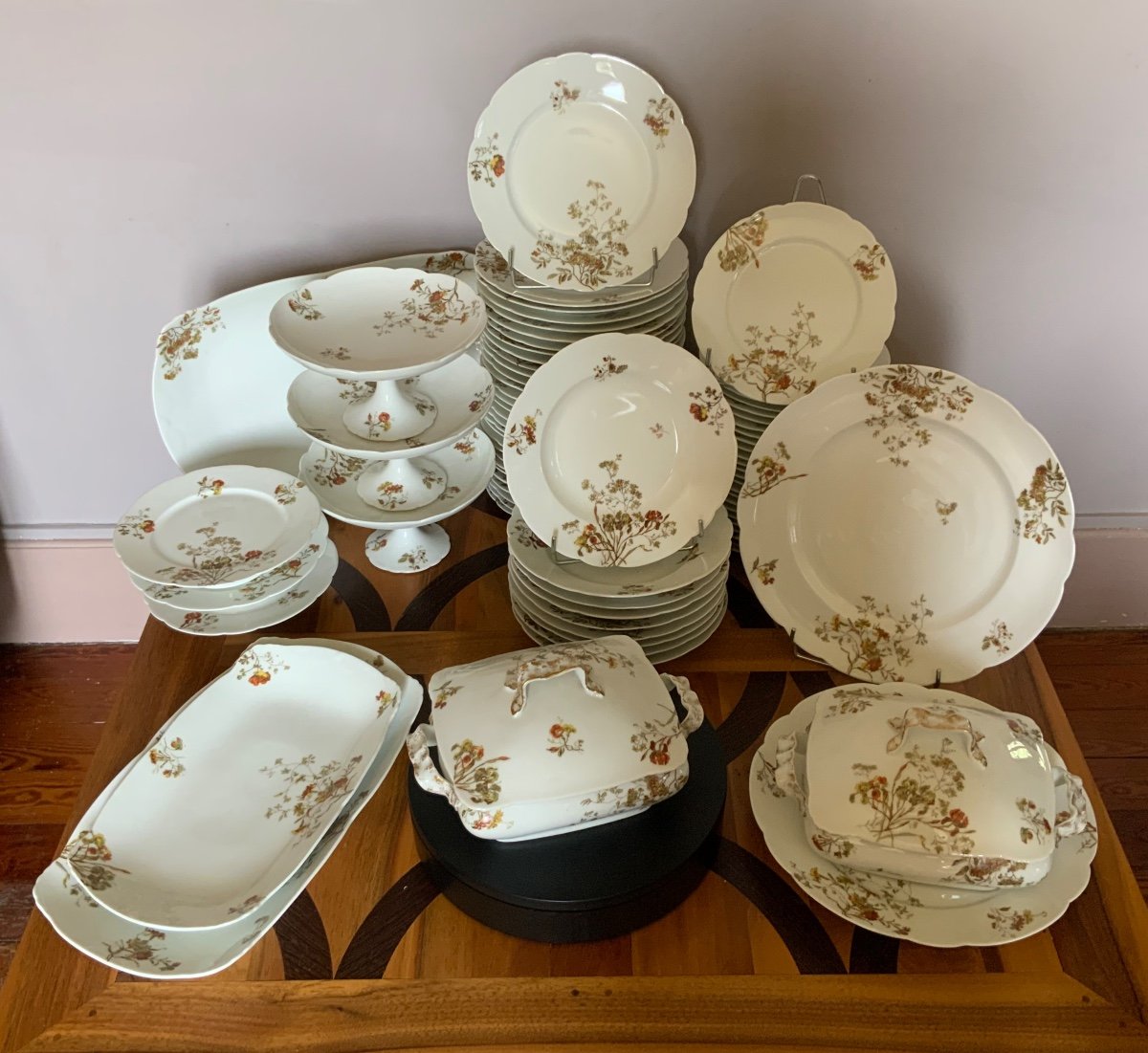 Table Service XIX Eme Jean Pouyat In Limoges 76 Pieces -photo-4