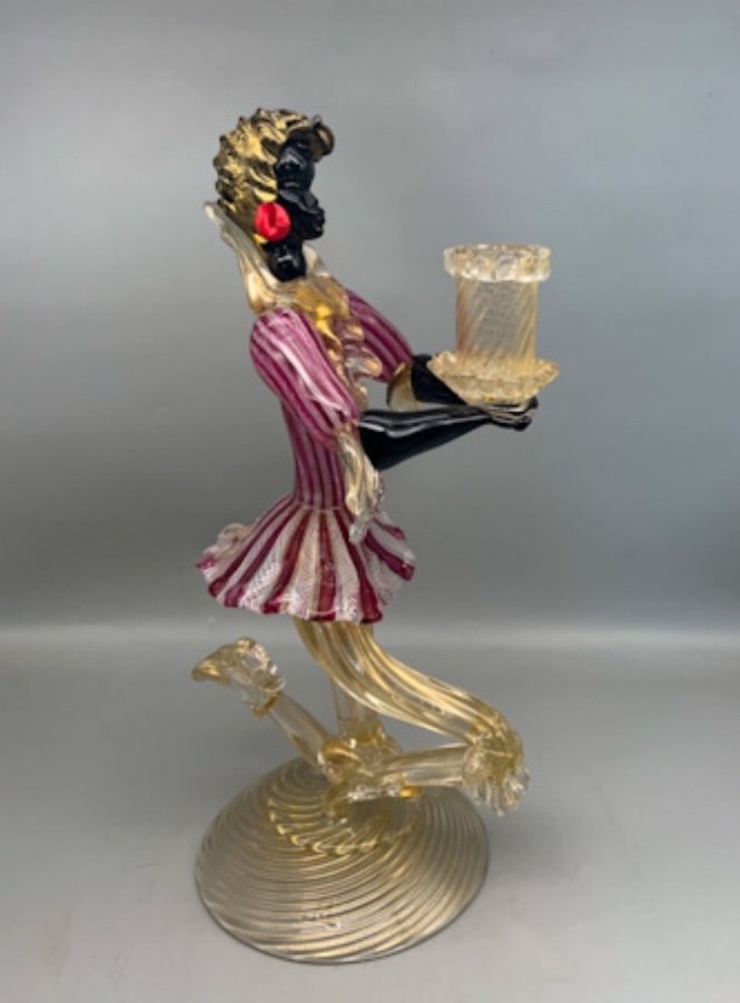 Murano Large Blown Glass Candle Holder 