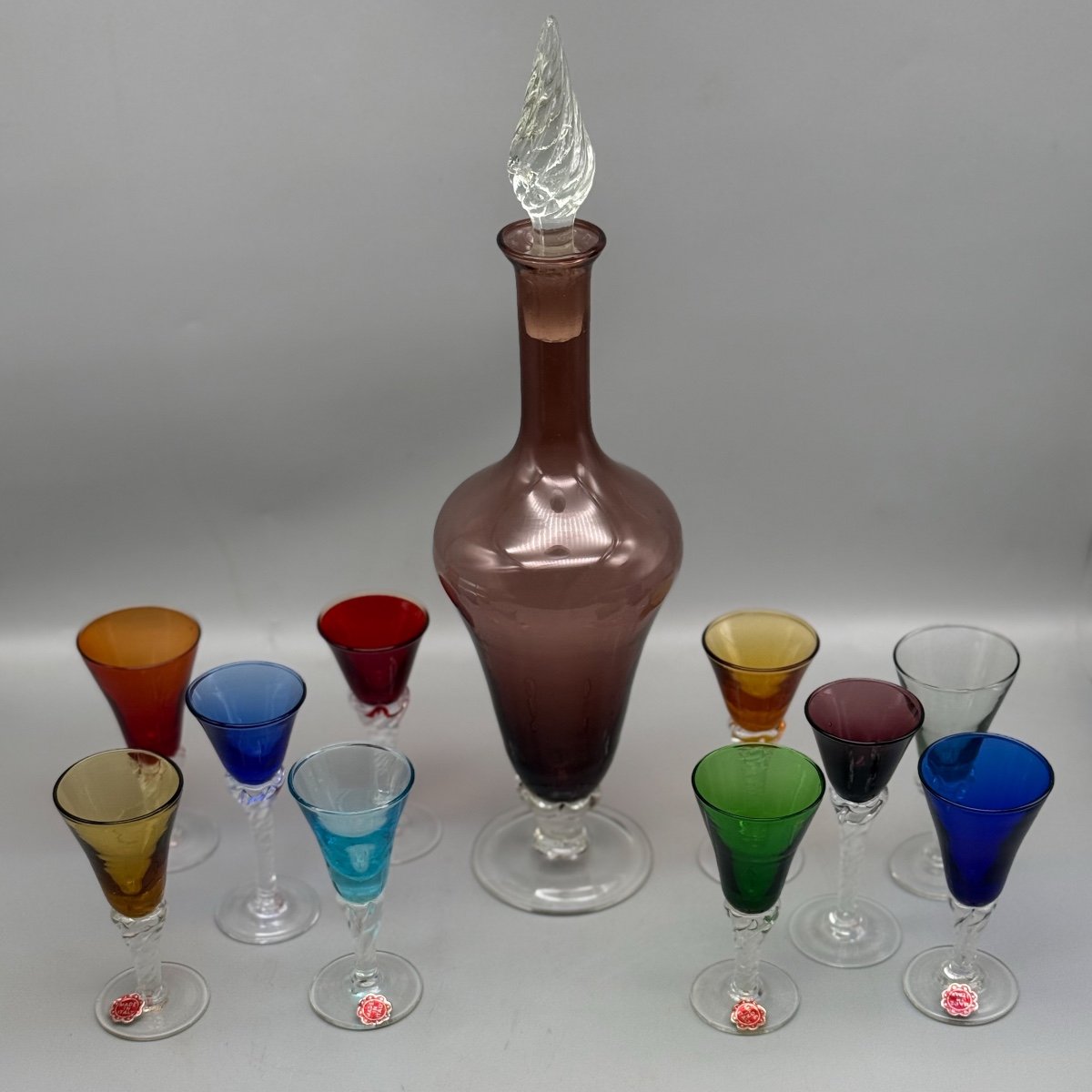 Murano Service à Liqueur En Verre Polychrome -photo-4