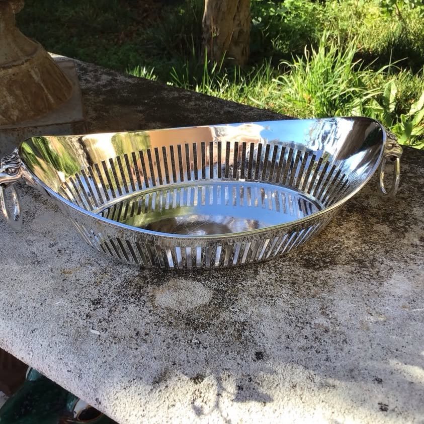 Silver Metal Basket With Eagle Heads-photo-3