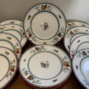 Mintons 12 Antique Earthenware Butterfly Plates