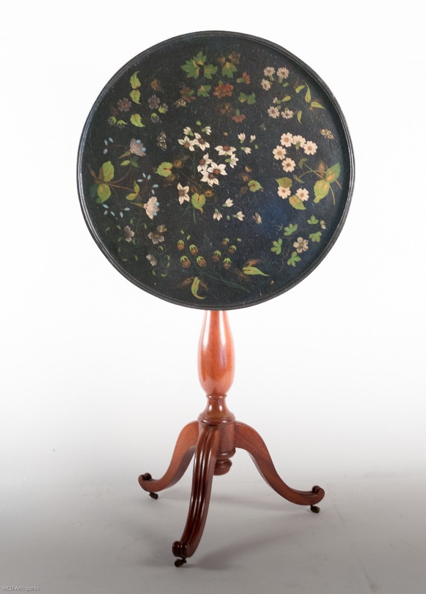 French Louis XVI Period, Mahogany And Painted Iron Round Pedestal Table Circa 1780-photo-8