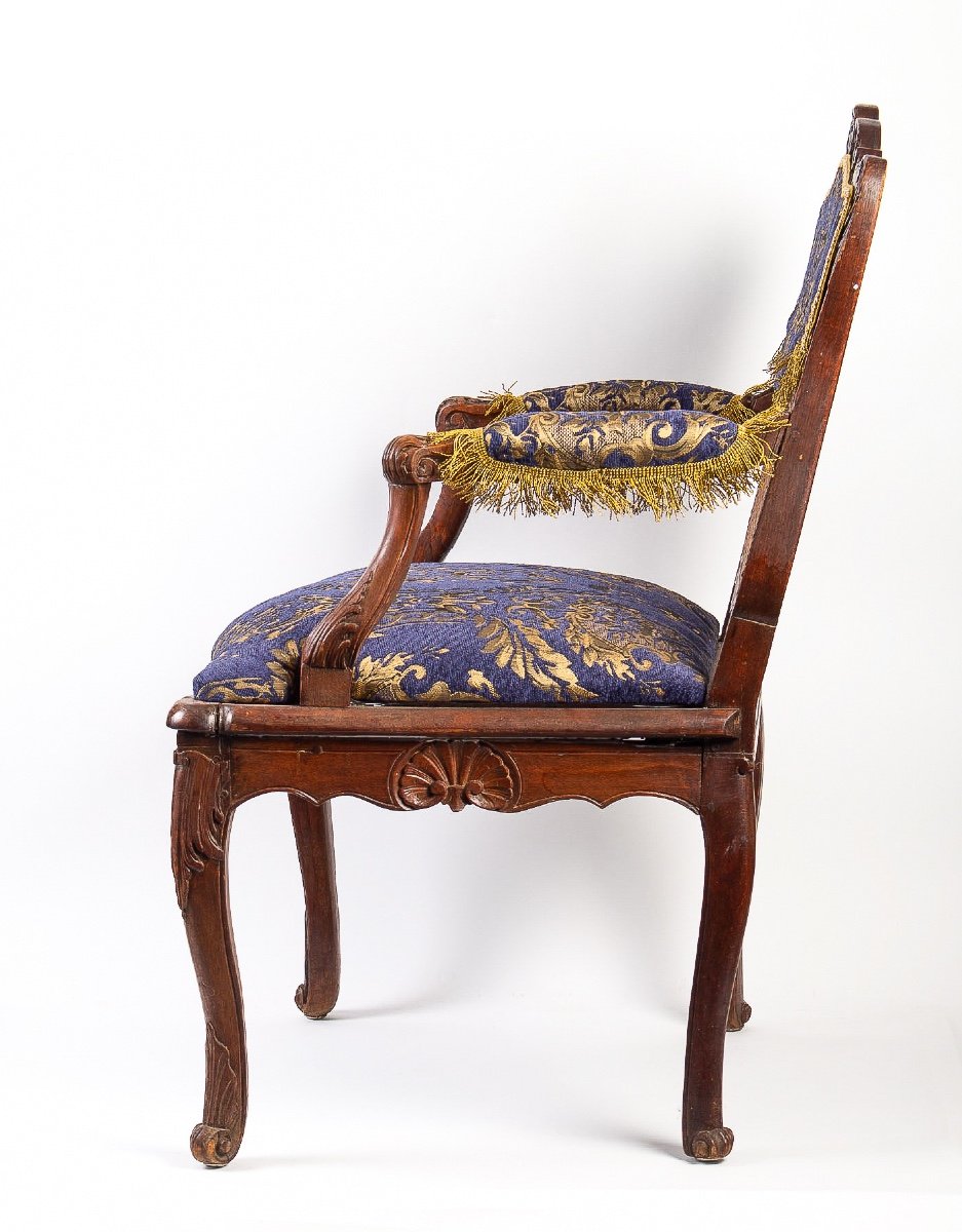 French Régence Period Hand- Carved Wood And Caned Armchair Circa 1720-photo-3