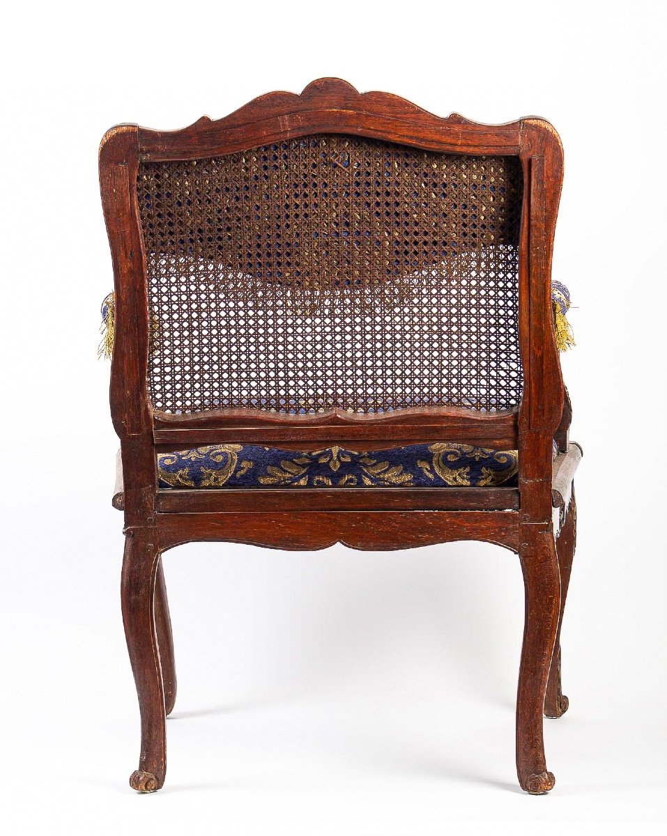 French Régence Period Hand- Carved Wood And Caned Armchair Circa 1720-photo-4