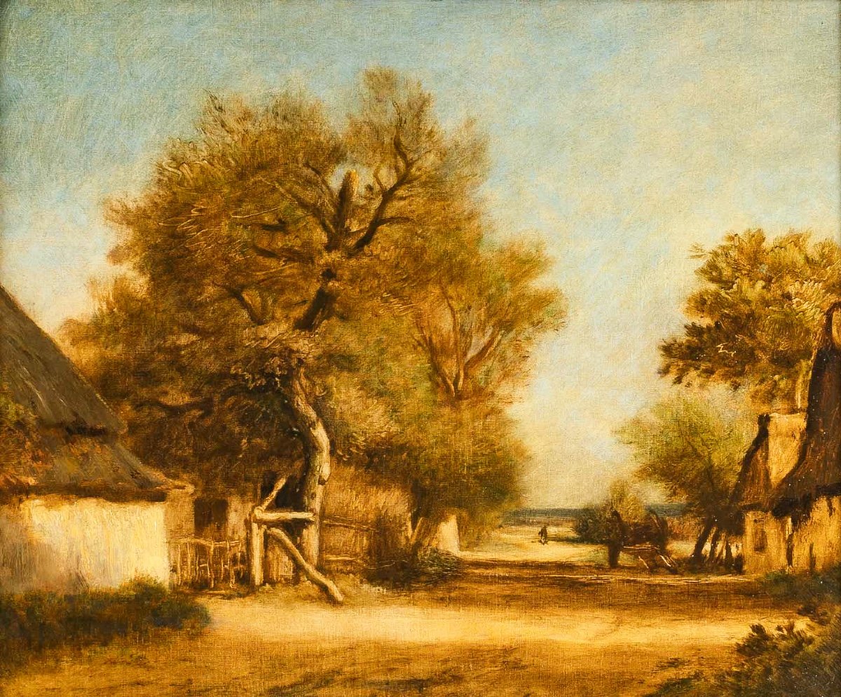 Impressionnisme - Jules Dupré 1811-1889 Paysage De L’isle Adam Huile Sur Toile Vers 1860-photo-2