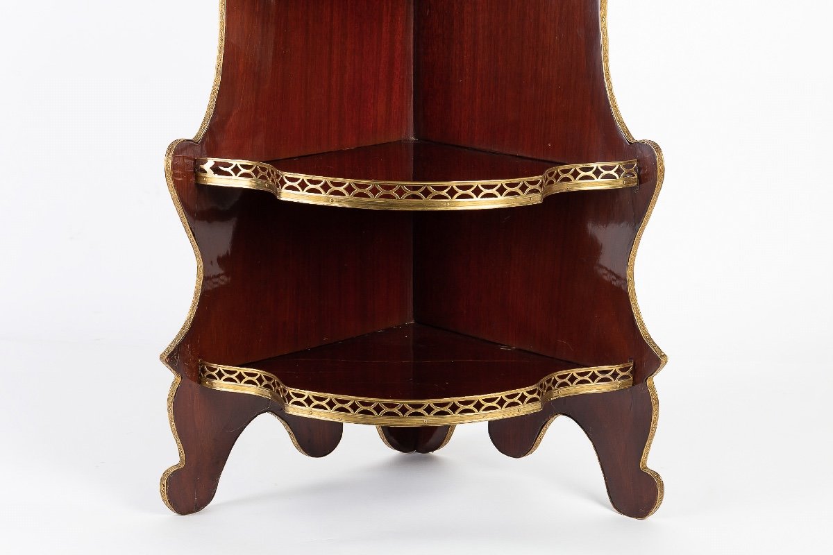 French Louis XVI Style Mahogany Corner With  Gilt Bronze Decoration Circa 1890-1900-photo-2