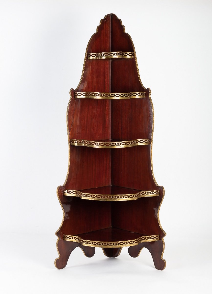 French Louis XVI Style Mahogany Corner With  Gilt Bronze Decoration Circa 1890-1900-photo-6