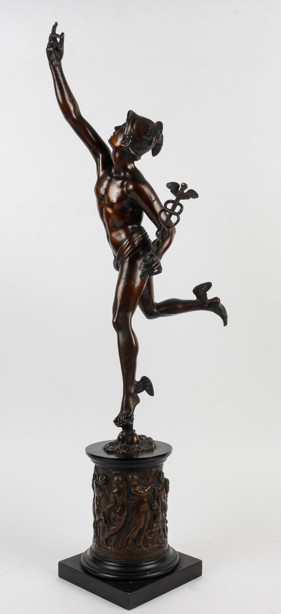 Flying Mercury After Giambologna - 19th Century Bronze With Brown Patina-photo-2