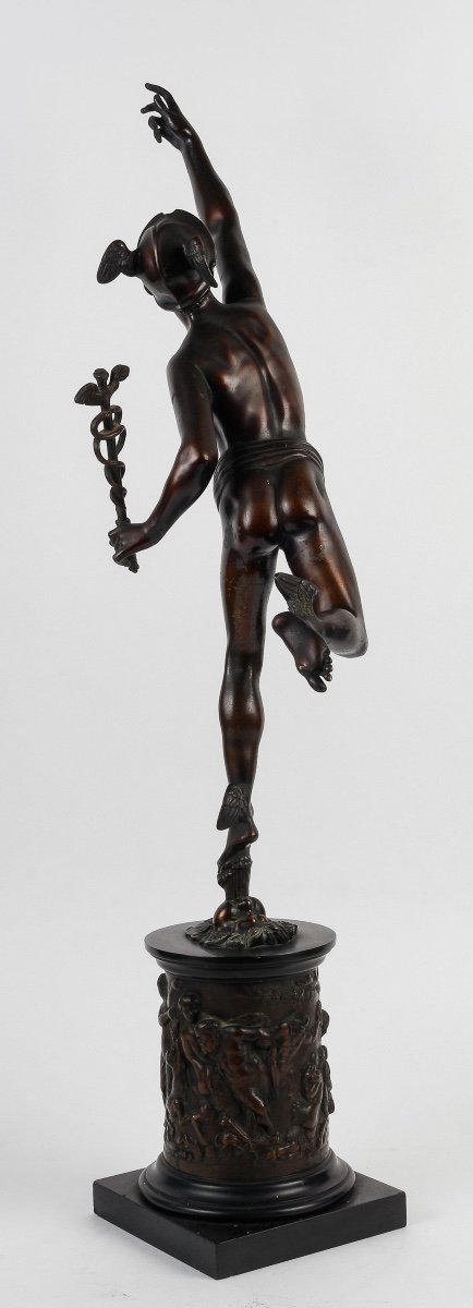 Flying Mercury After Giambologna - 19th Century Bronze With Brown Patina-photo-4