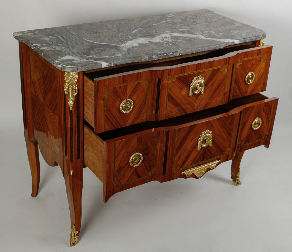 Jean-chrysostome Stumpff (1731-1806) Commode Sauteuse à Décor De Marqueterie époque Transition-photo-3