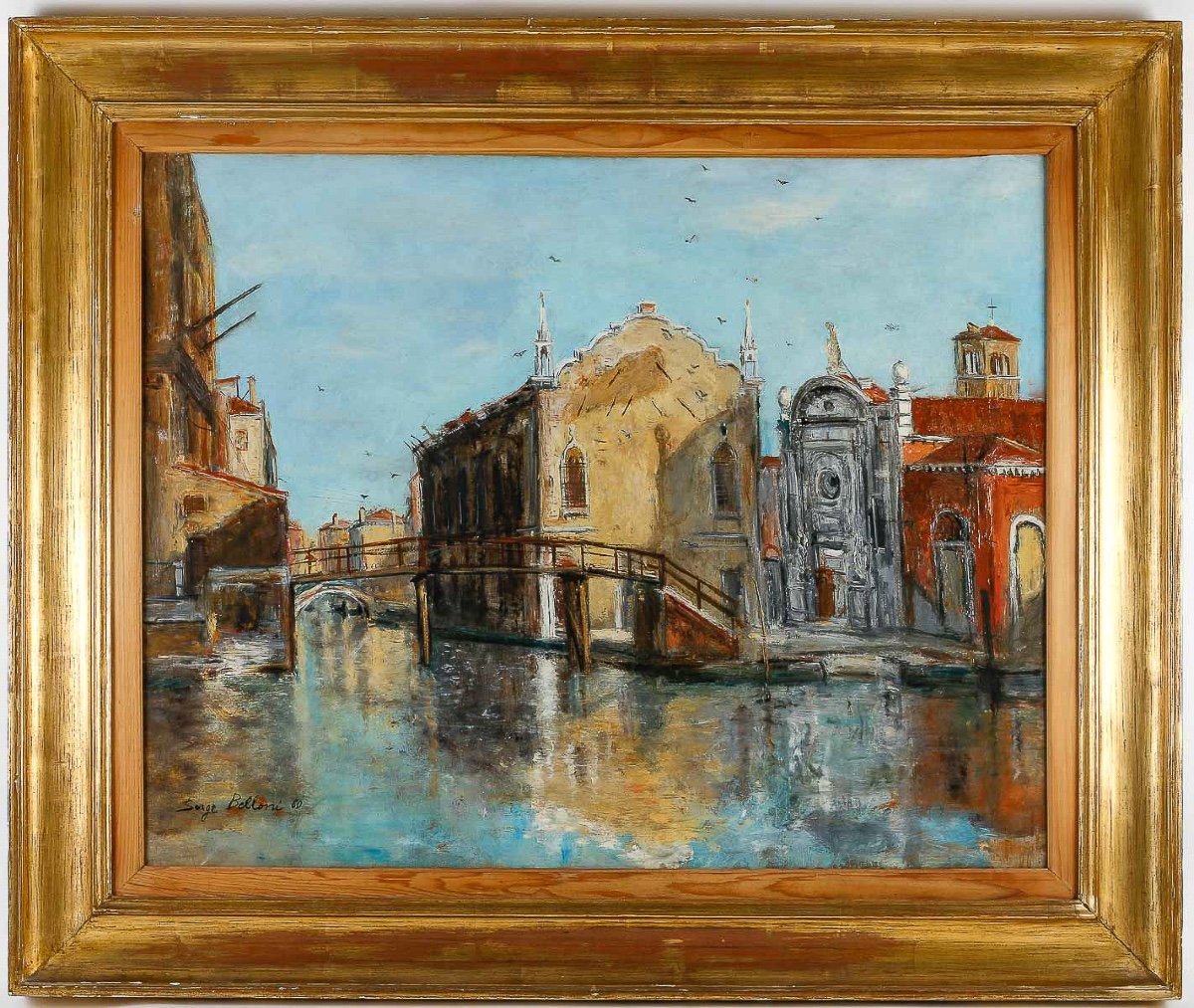 Serge Belloni Le Peintre De Paris (1925-2005) - A Promenade In Venice Oil On Canvas Circa 1960