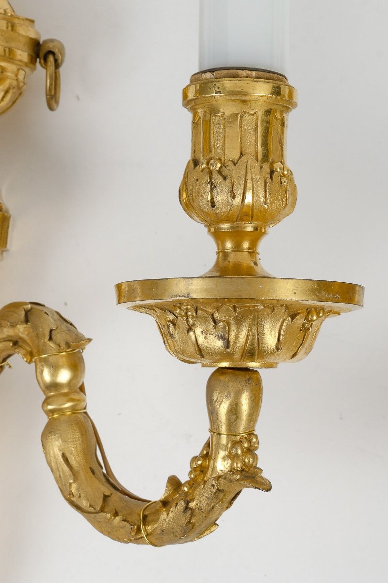 A Pair Of Louis XVI Period Two-light Ormolu Sconces Circa 1780-photo-4