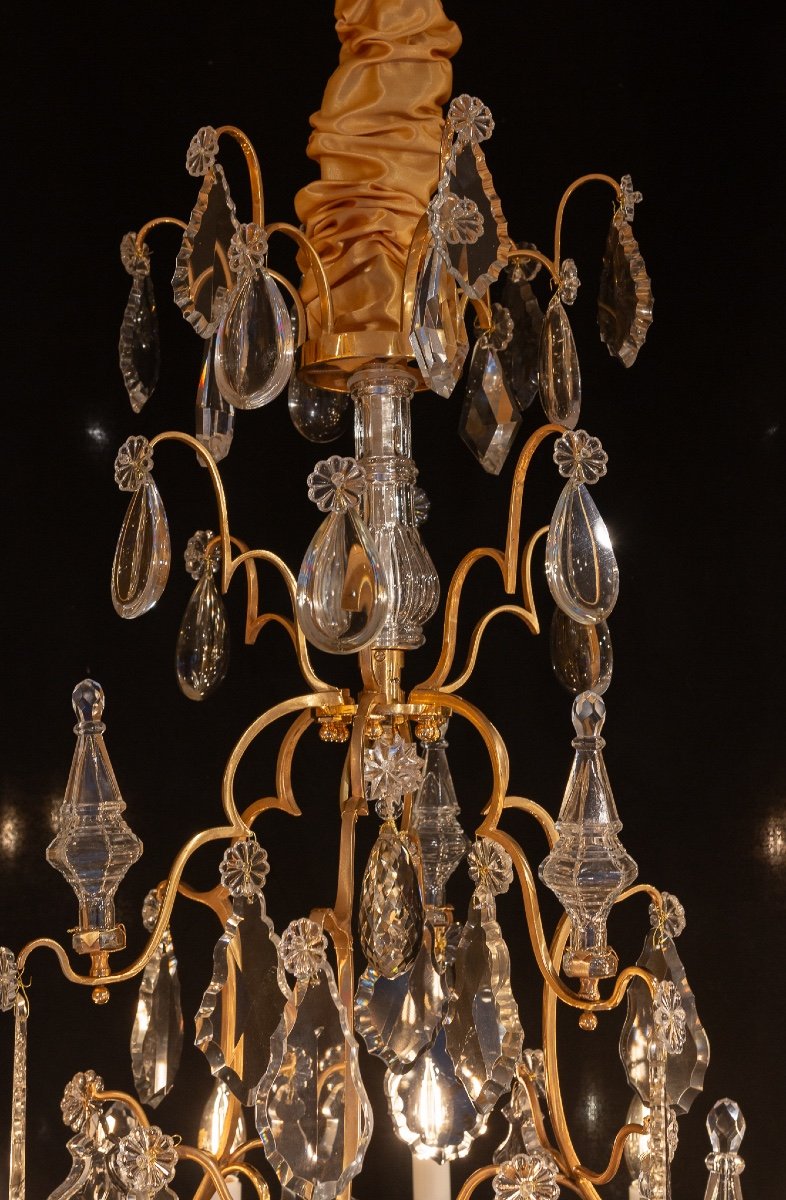 Baccarat Large Louis XV Style Chandelier In Gilt Bronze With Cut Crystal Decoration Circa 1880-photo-2