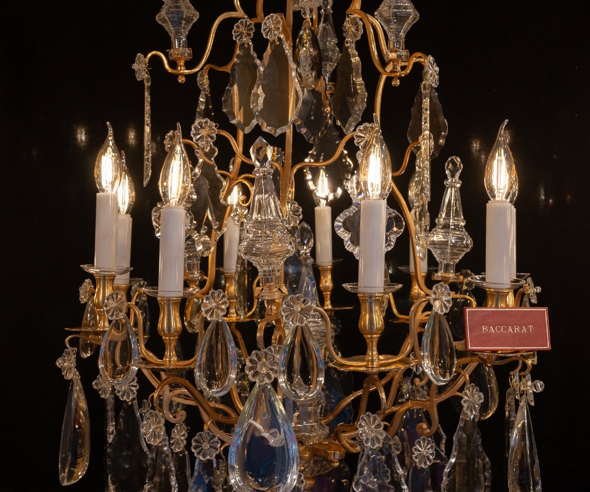 Baccarat Large Louis XV Style Chandelier In Gilt Bronze With Cut Crystal Decoration Circa 1880-photo-1