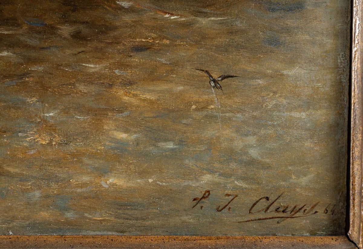 The Tuna Boatmen Oil On Mahogany Panel Circa 1864 Signed By Paul Jean Clays (1817-1900)-photo-3