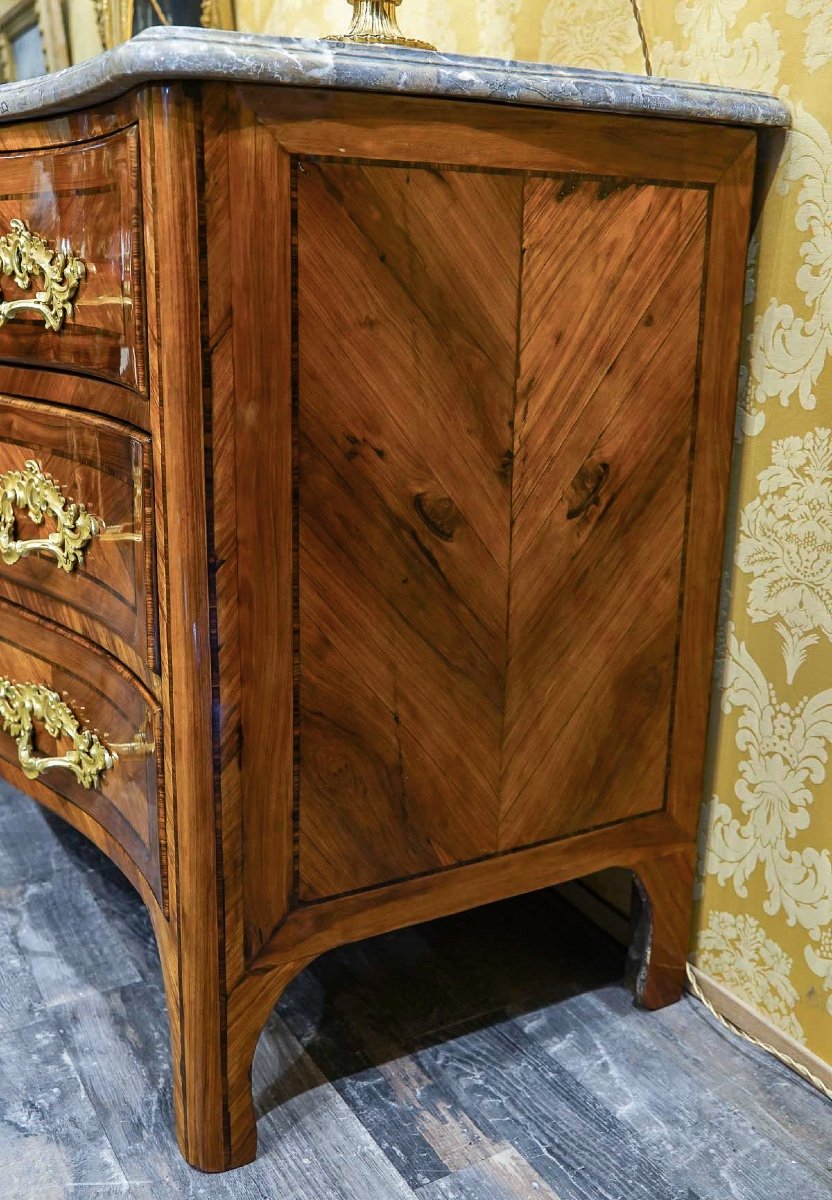 Jean-françois Lapie (1720-1797) - Louis XV Period Rosewood And Kingwood Marquetry Commode-photo-5