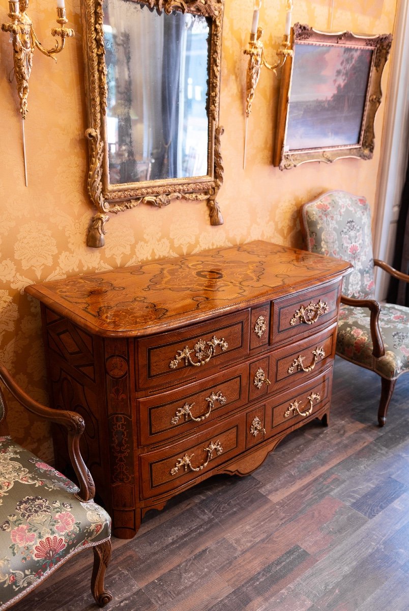 Louis XIV Period Marquetry Chest Of Drawers Decorated With A Ducal Crown Circa 1700-photo-2