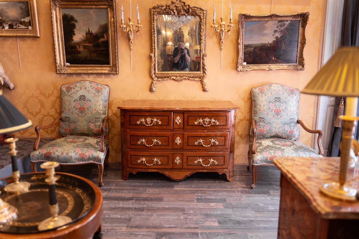 Louis XIV Period Marquetry Chest Of Drawers Decorated With A Ducal Crown Circa 1700-photo-8