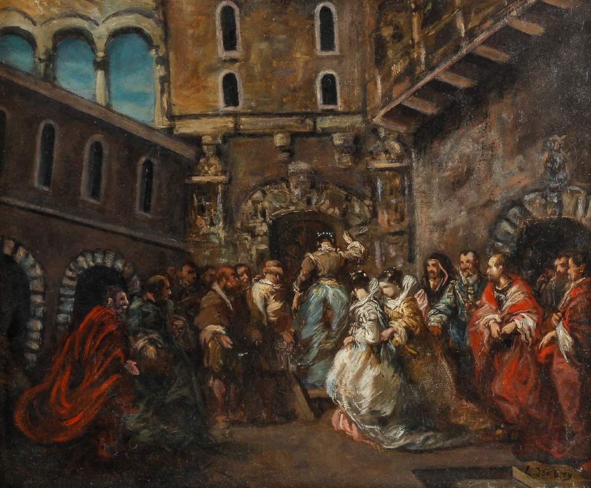 Louis Gabriel Eugène Isabey (1803-1886) The Presentation Of A Bride In Seville Oil On Canvas-photo-2