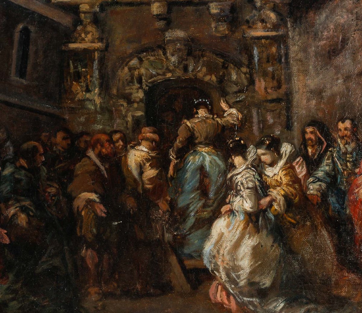 Louis Gabriel Eugène Isabey (1803-1886) The Presentation Of A Bride In Seville Oil On Canvas-photo-4