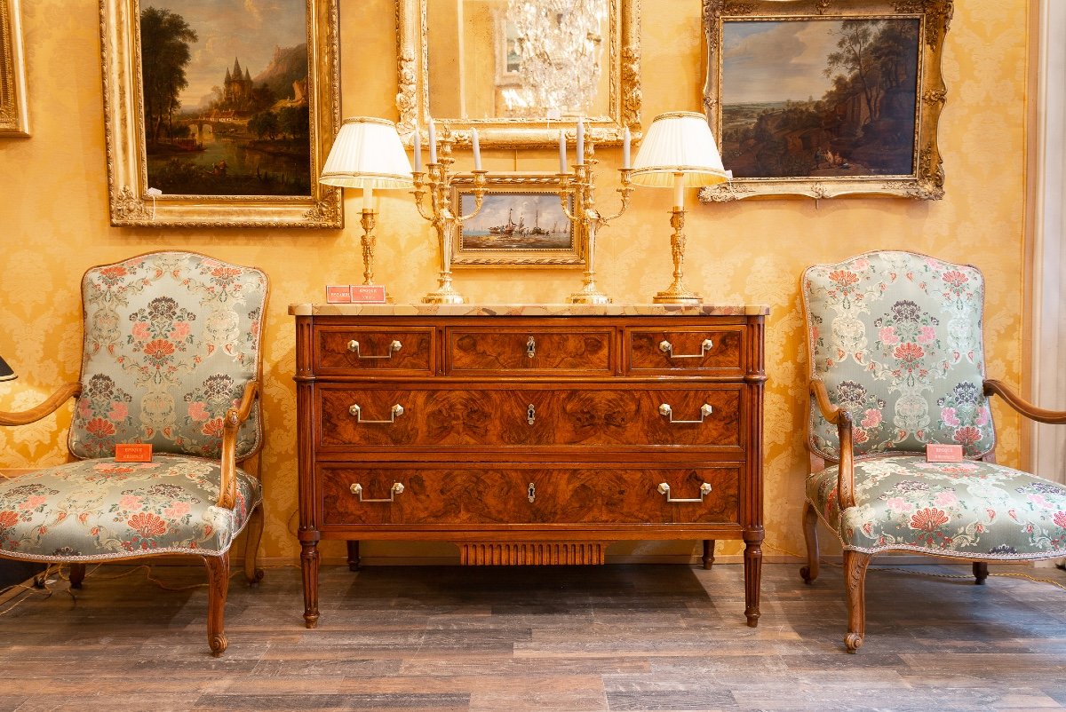 French Louis XVI Period Walnut Commode Stamped By Jean-baptiste Courte (1749-1843)