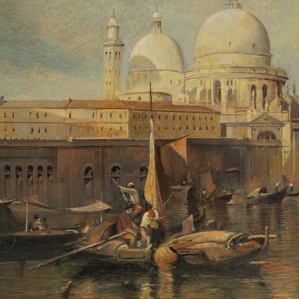 Jane Or John Vivian View Of The Punta Della Dogana In Venice Oil On Parquet Panel Circa 1880-photo-4