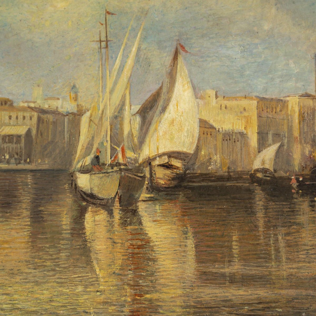 Jane Or John Vivian View Of The Punta Della Dogana In Venice Oil On Parquet Panel Circa 1880-photo-2