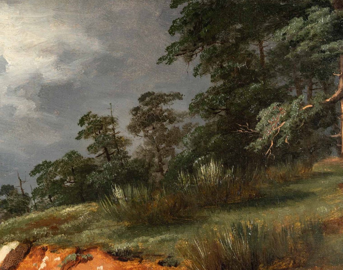 Théodore Richard (1782-1859) - Coupe De Bois Dans La Campagne Huile Sur Toile Vers 1833-photo-2