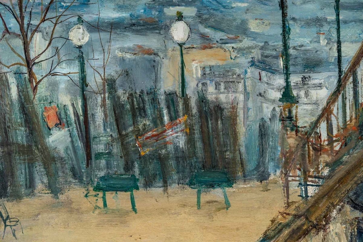 Serge Belloni (1925-2005) Le Moulin De La Galette Huile Sur Toile Vers 1961-photo-2