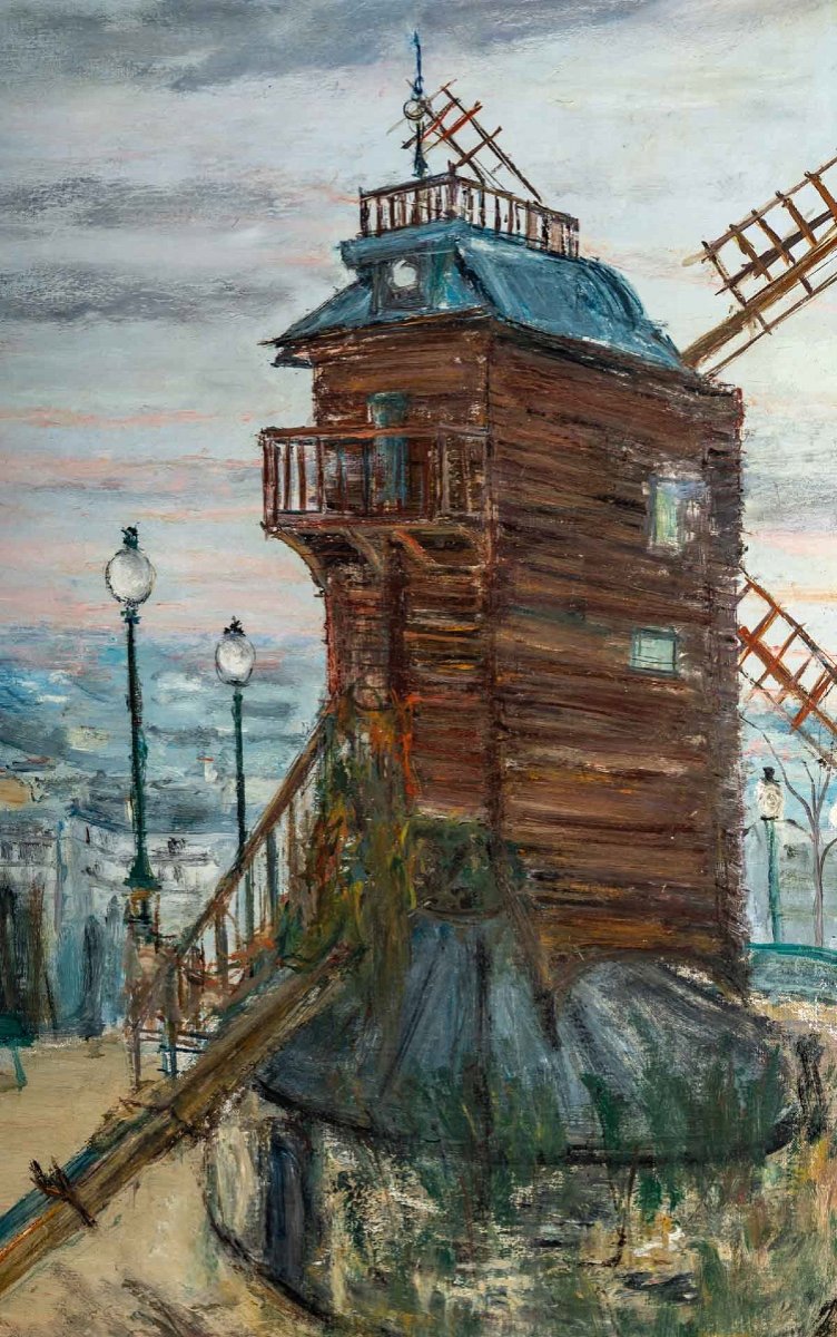 Serge Belloni (1925-2005) Le Moulin De La Galette Huile Sur Toile Vers 1961-photo-3