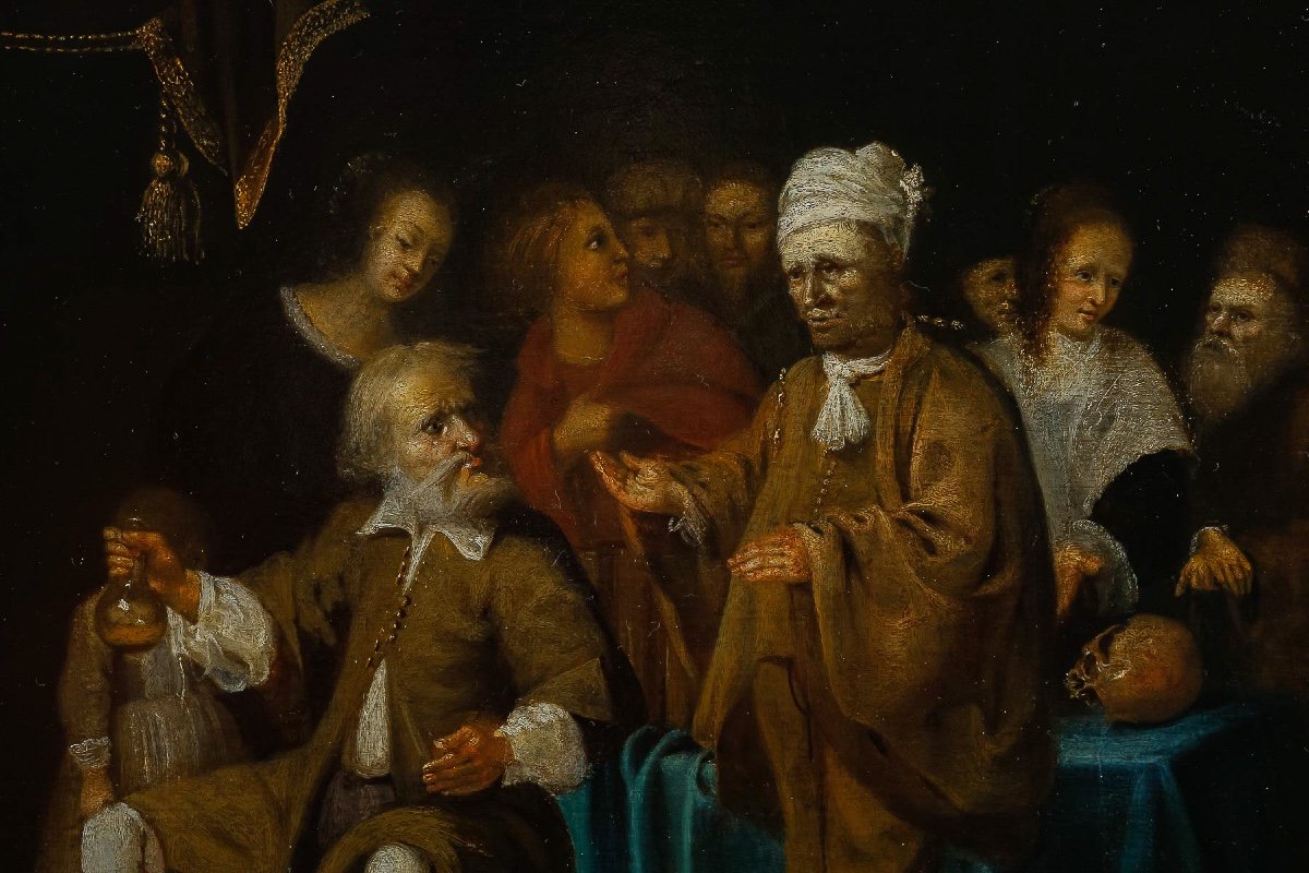 Ecole De David Ryckaert III (1612-1661) L’alchimiste Et La Vanité Huile Sur Bois XVIIeme Siècle-photo-4