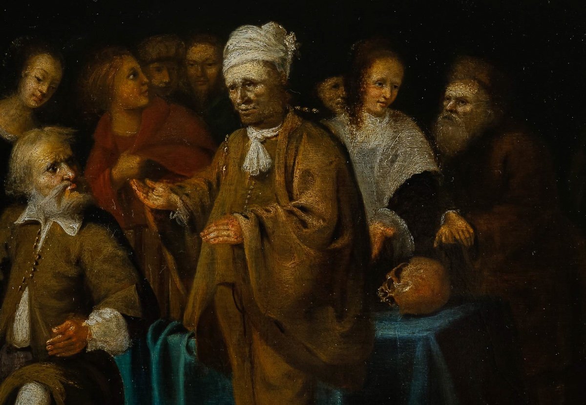 Ecole De David Ryckaert III (1612-1661) L’alchimiste Et La Vanité Huile Sur Bois XVIIeme Siècle-photo-1