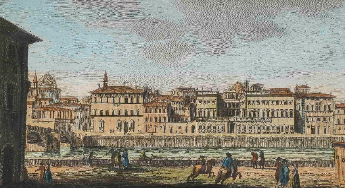 Six Gouache Engravings Of Florence Italy Circa 1810-1820-photo-3