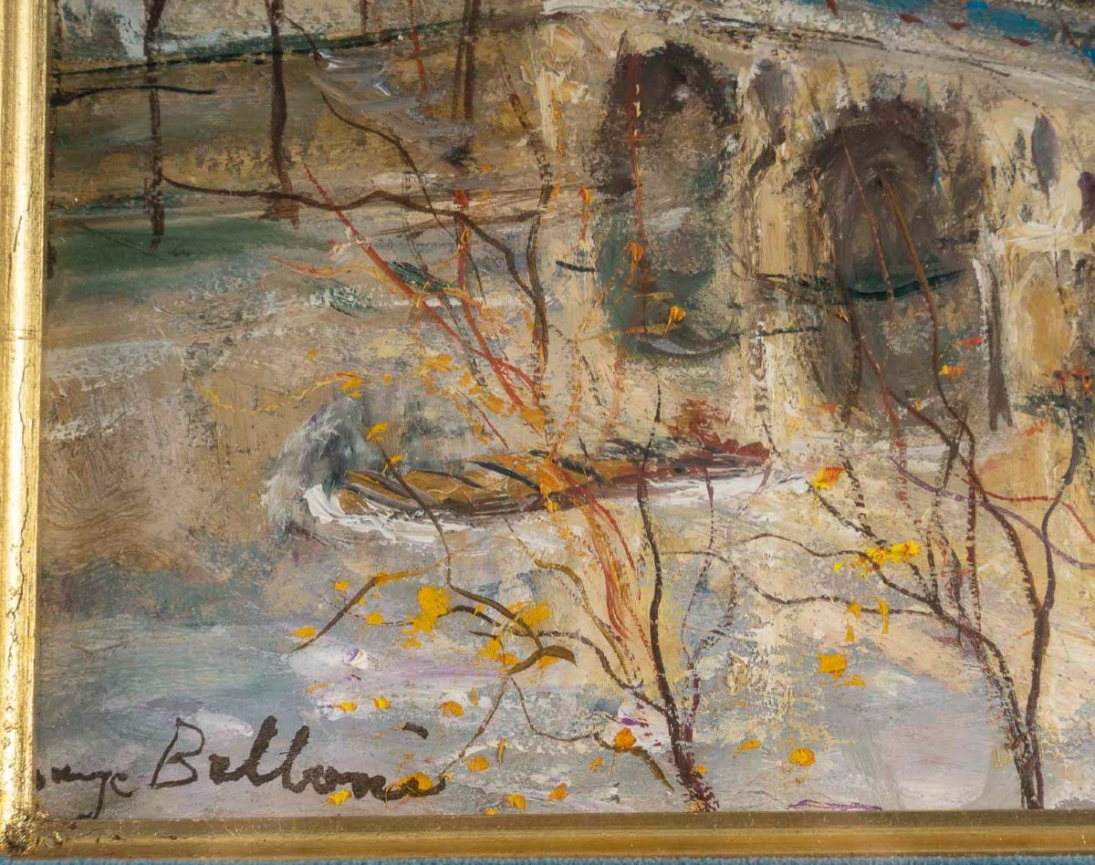 Serge Belloni (1925-2005) Known As The Painter Of Paris Bridge Marie View In Paris Oil On Panel-photo-2