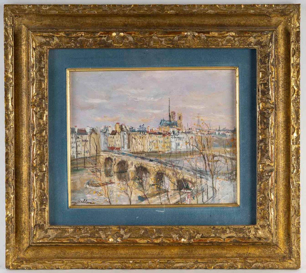 Serge Belloni (1925-2005) Known As The Painter Of Paris Bridge Marie View In Paris Oil On Panel-photo-5