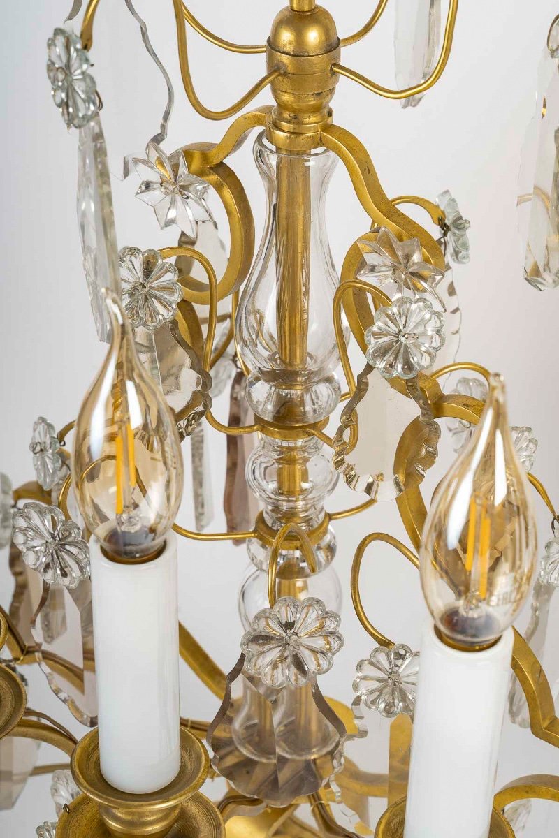 Pair Of Louis XV-style Gilt Bronze And Crystal Baccarat Girandoles Circa 1880-photo-3