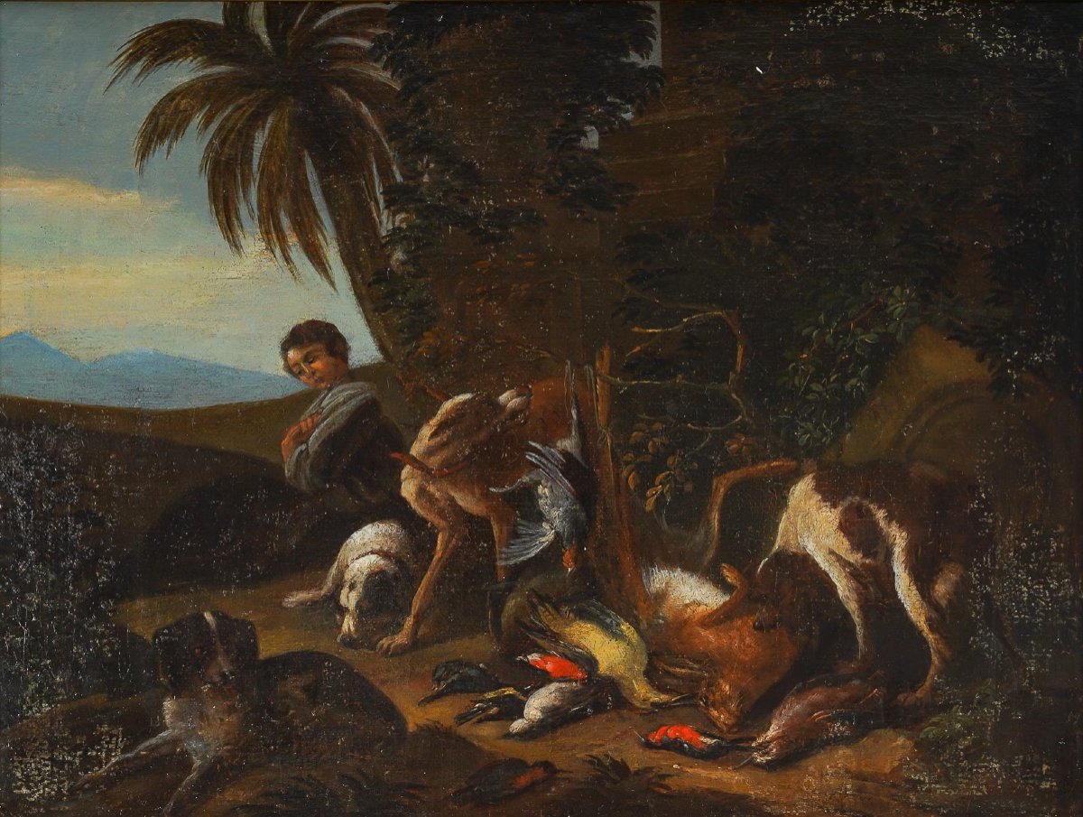 Adriaen De Gryef (1670-1722) - Hunting Returns Pair Of Oil On Canvas Circa 1690-photo-1