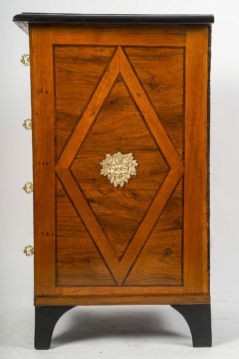 Small Piece Of Furniture In Marquetry Decorated With Flowers And Birds, French Louis XIV Period-photo-4