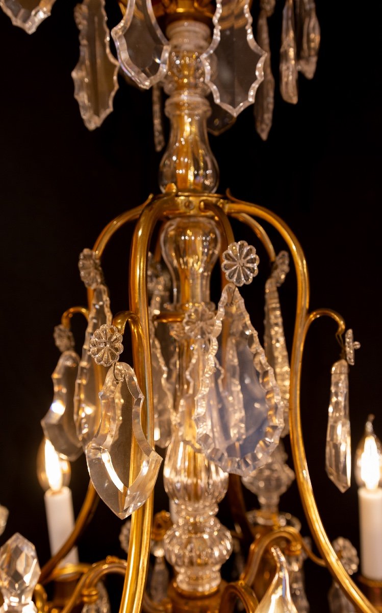 Gilt Bronze Chandelier With Crystal Decoration Attributed To  Baccarat Circa 1880-photo-3