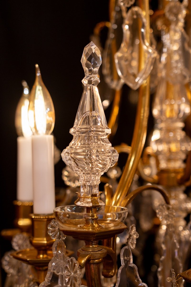 Gilt Bronze Chandelier With Crystal Decoration Attributed To  Baccarat Circa 1880-photo-4