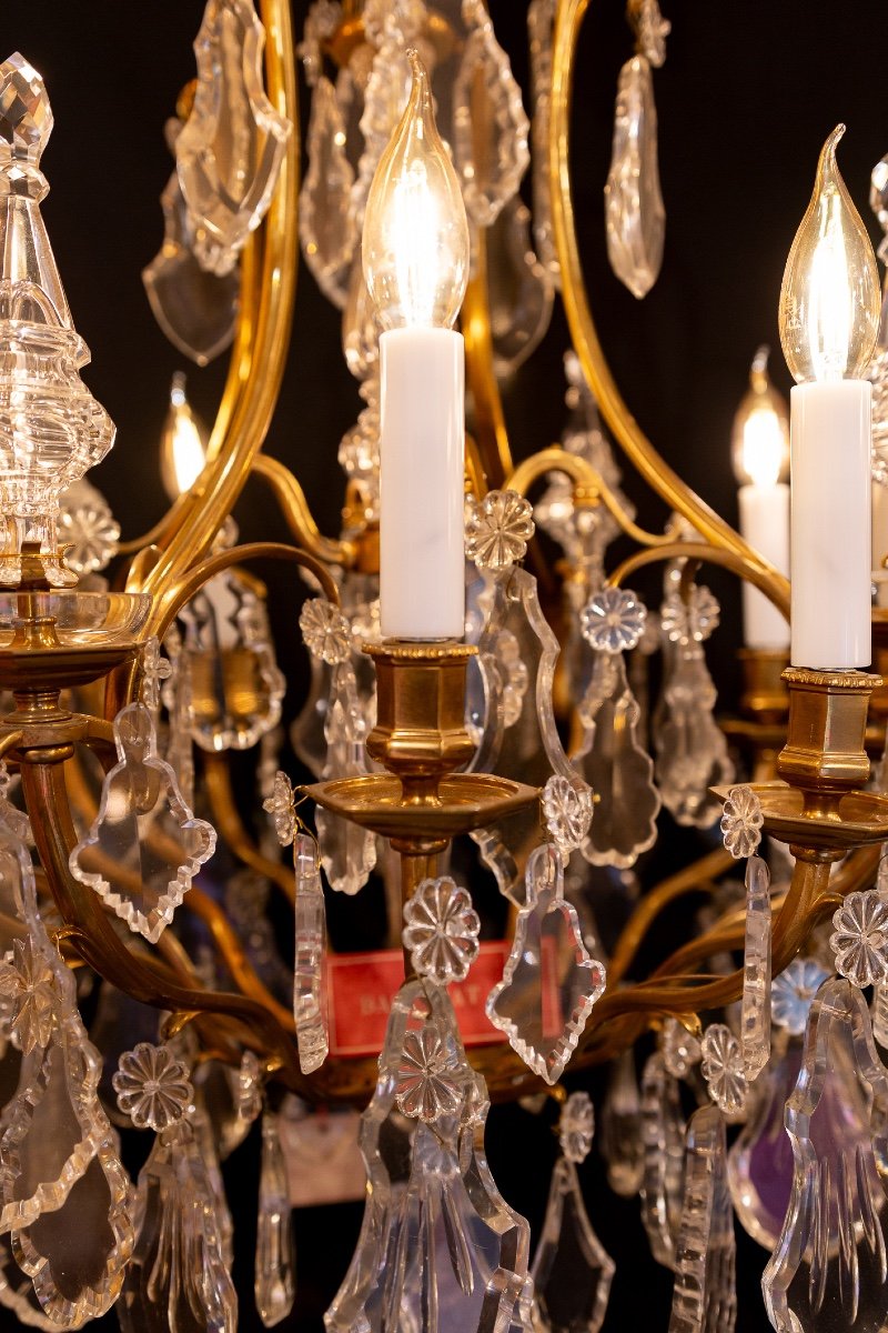 Gilt Bronze Chandelier With Crystal Decoration Attributed To  Baccarat Circa 1880-photo-3