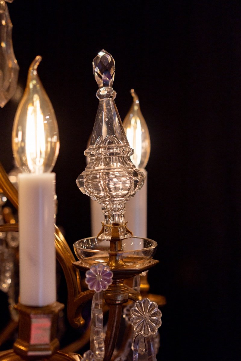 Gilt Bronze Chandelier With Crystal Decoration Attributed To  Baccarat Circa 1880-photo-4