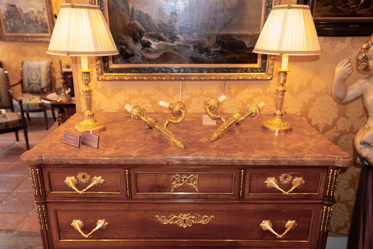 Commode En Cerisier Massif  D’époque Louis XVI Vers 1780-photo-1