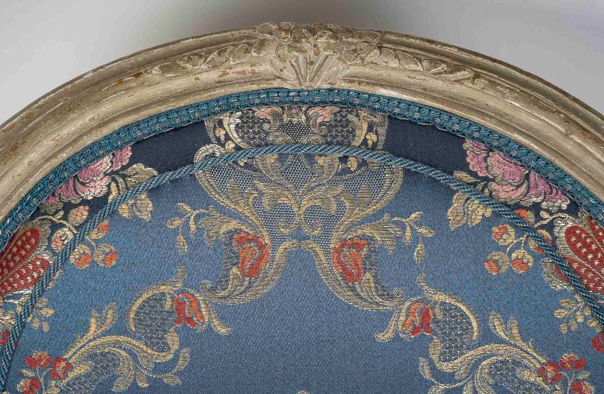 Paire De Bergères en hêtre laqué d’époque Louis XVI estampillées Denis Jullienne vers 1780-photo-1