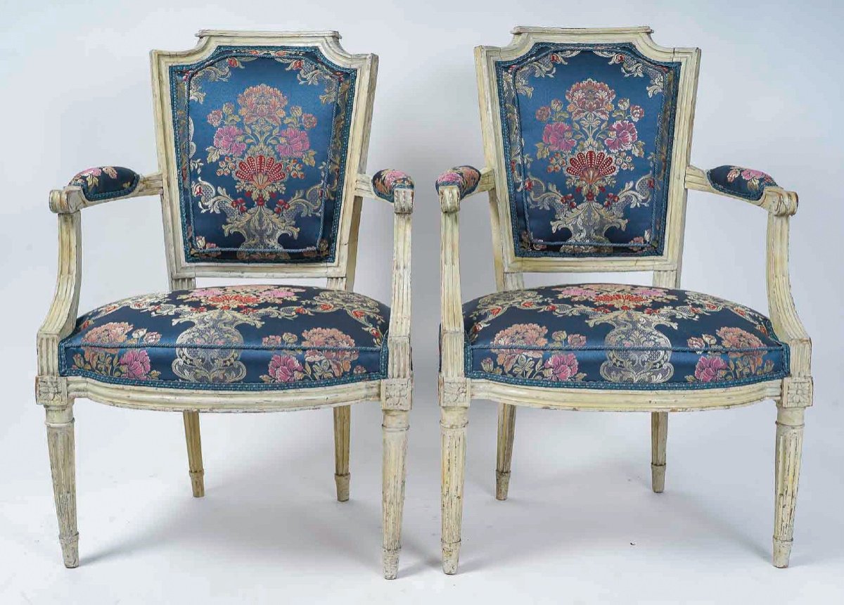 Set Of Four French Louis XVI Period Armchairs In Natural Lacquered Wood Circa 1780-photo-3