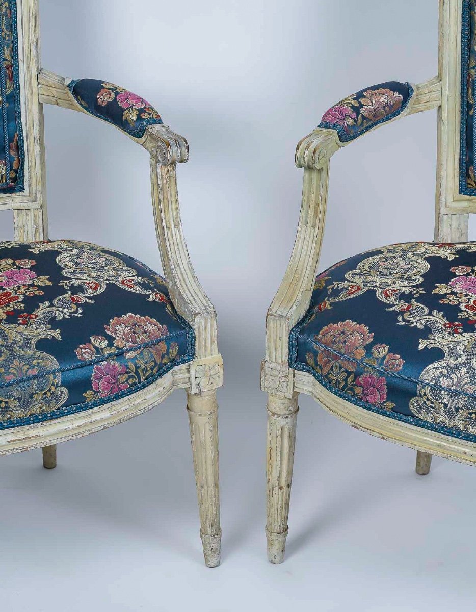 Set Of Four French Louis XVI Period Armchairs In Natural Lacquered Wood Circa 1780-photo-4